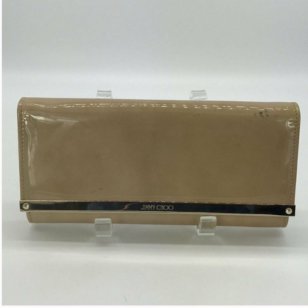 Jimmy Choo Tan Patent Clutch
